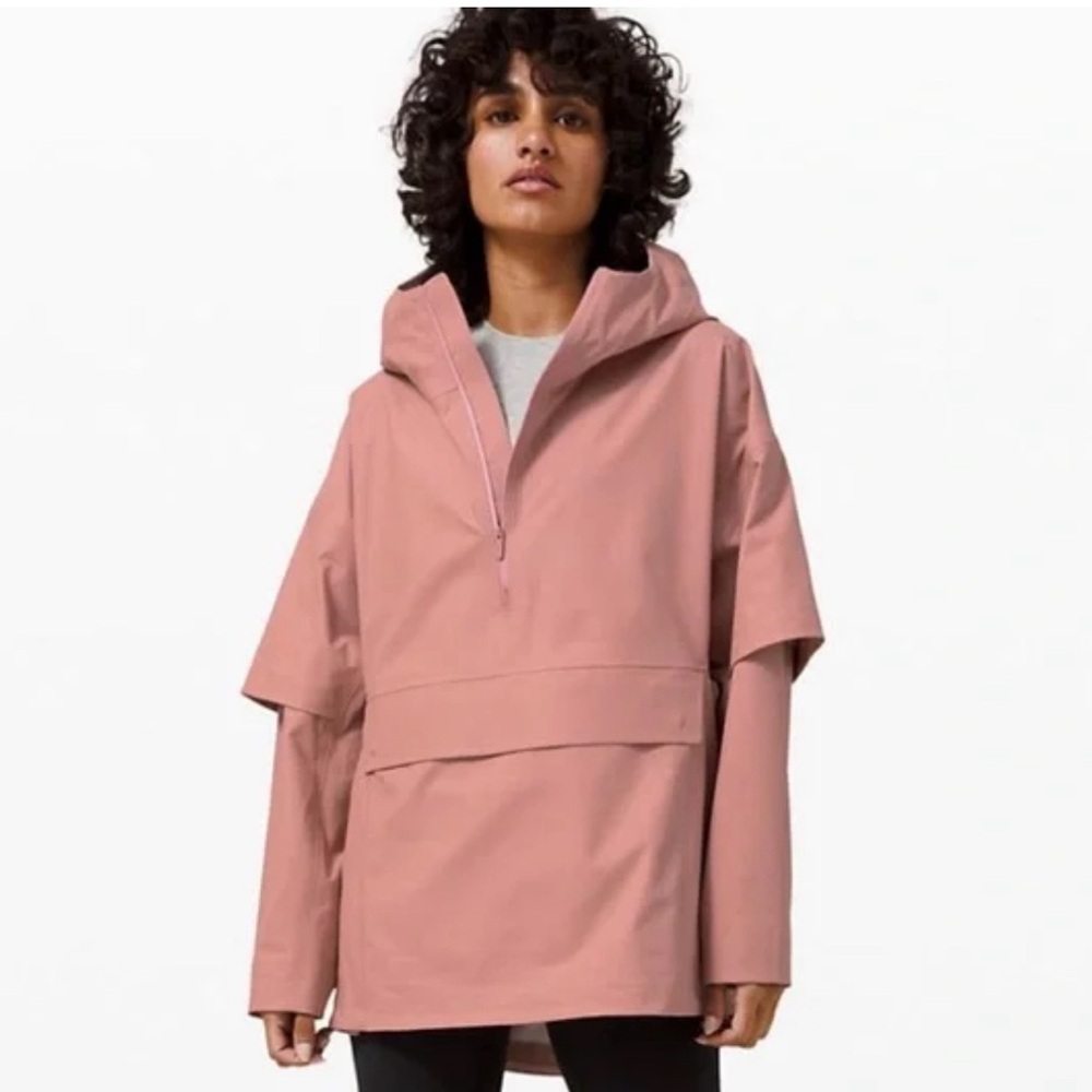 Lululemon into the drizzle pullover rain coat mauve pink XS/S